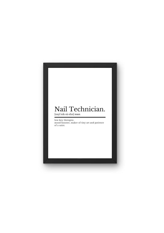 Nail Technician Definition Salon Print Decor | Nail Tech Gifts | Nail Room Decor | Beauty Gifts | Nail Tech Print | Gifts For Her - ProfessorPrintsUK - A2