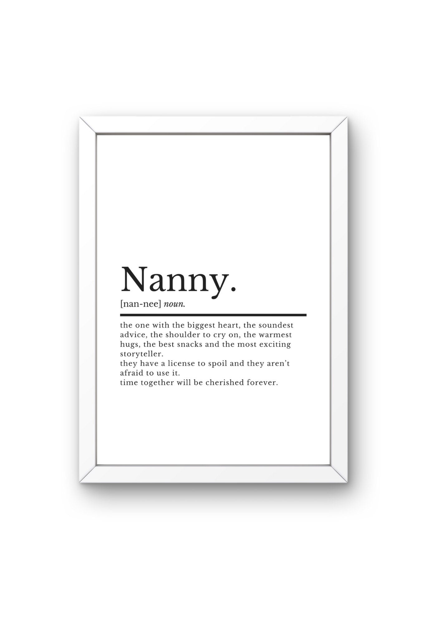 Nanny Gift | Nanny Definition | Gifts For Nanny | Gift For Granny | Nanny Gifts | Grandma Prints | Definition Print | Nanny Wall Prints - ProfessorPrintsUK - A2