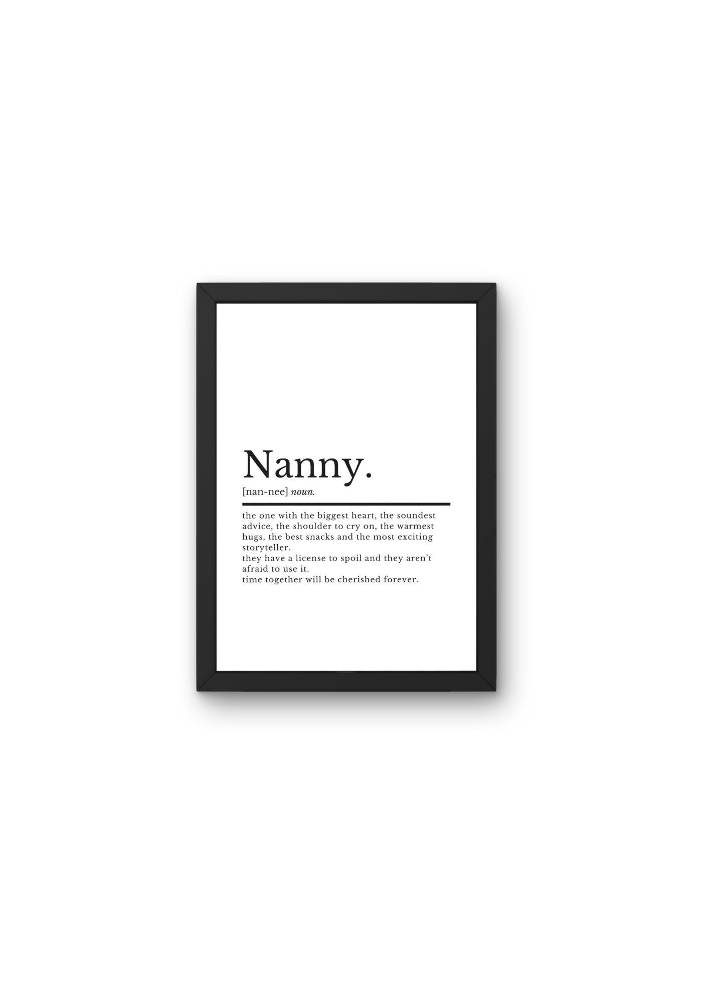 Nanny Gift | Nanny Definition | Gifts For Nanny | Gift For Granny | Nanny Gifts | Grandma Prints | Definition Print | Nanny Wall Prints - ProfessorPrintsUK - A2