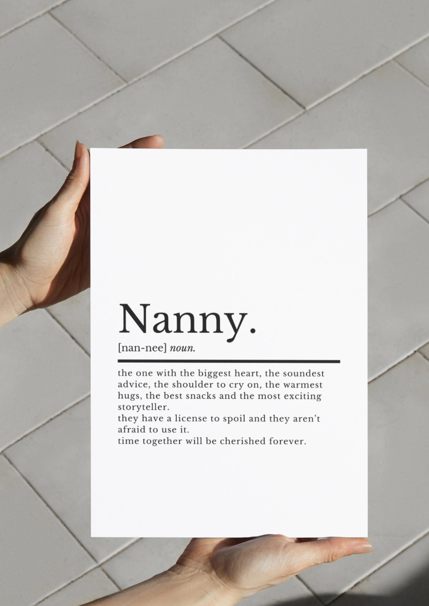 Nanny Gift | Nanny Definition | Gifts For Nanny | Gift For Granny | Nanny Gifts | Grandma Prints | Definition Print | Nanny Wall Prints - ProfessorPrintsUK - A3