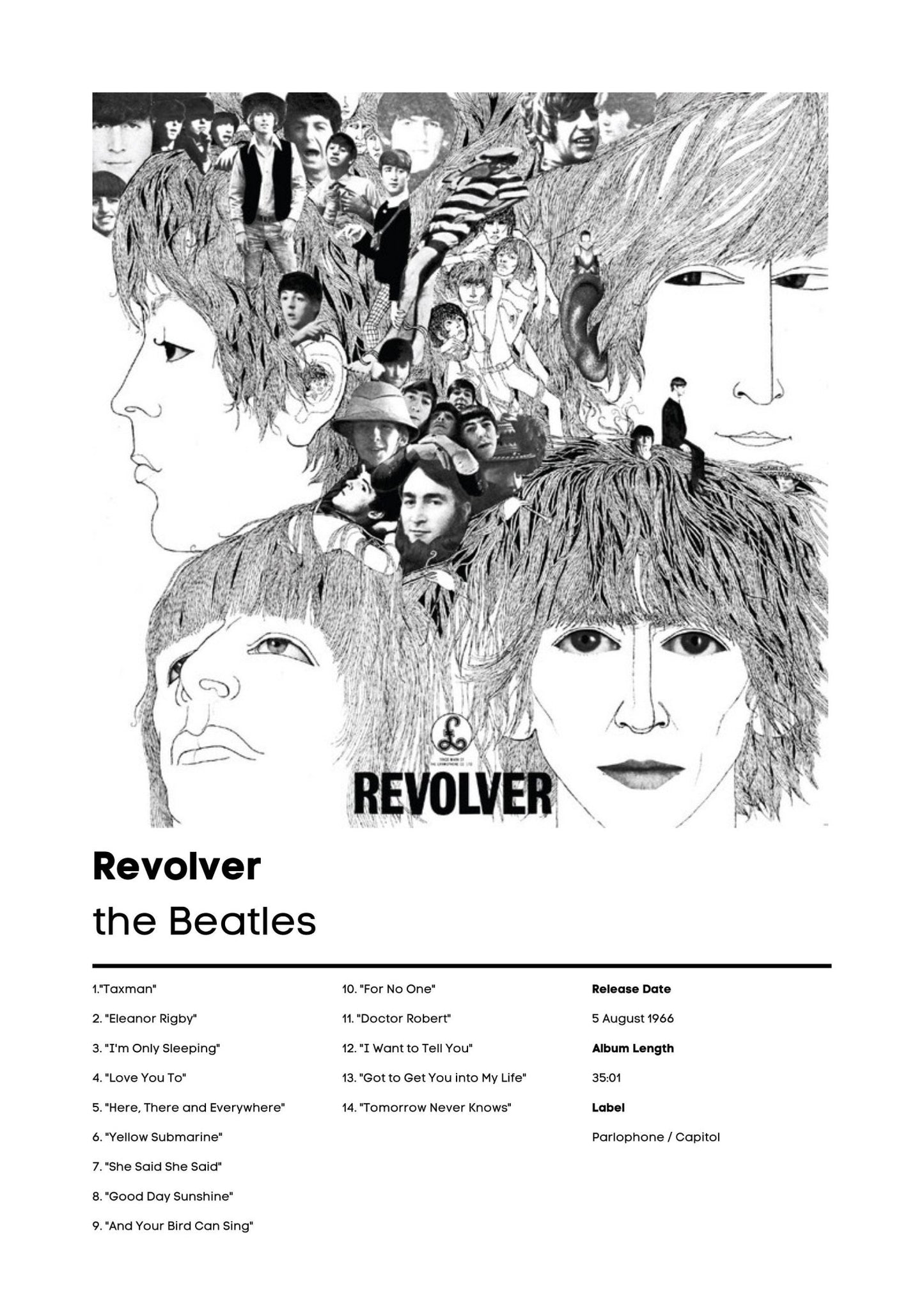 The Beatles, Revolver | The Beatles Music Gift | Revolver Birthday Gift | The Beatles Album Wall Art | The Beatles Poster - ProfessorPrintsUK - A1