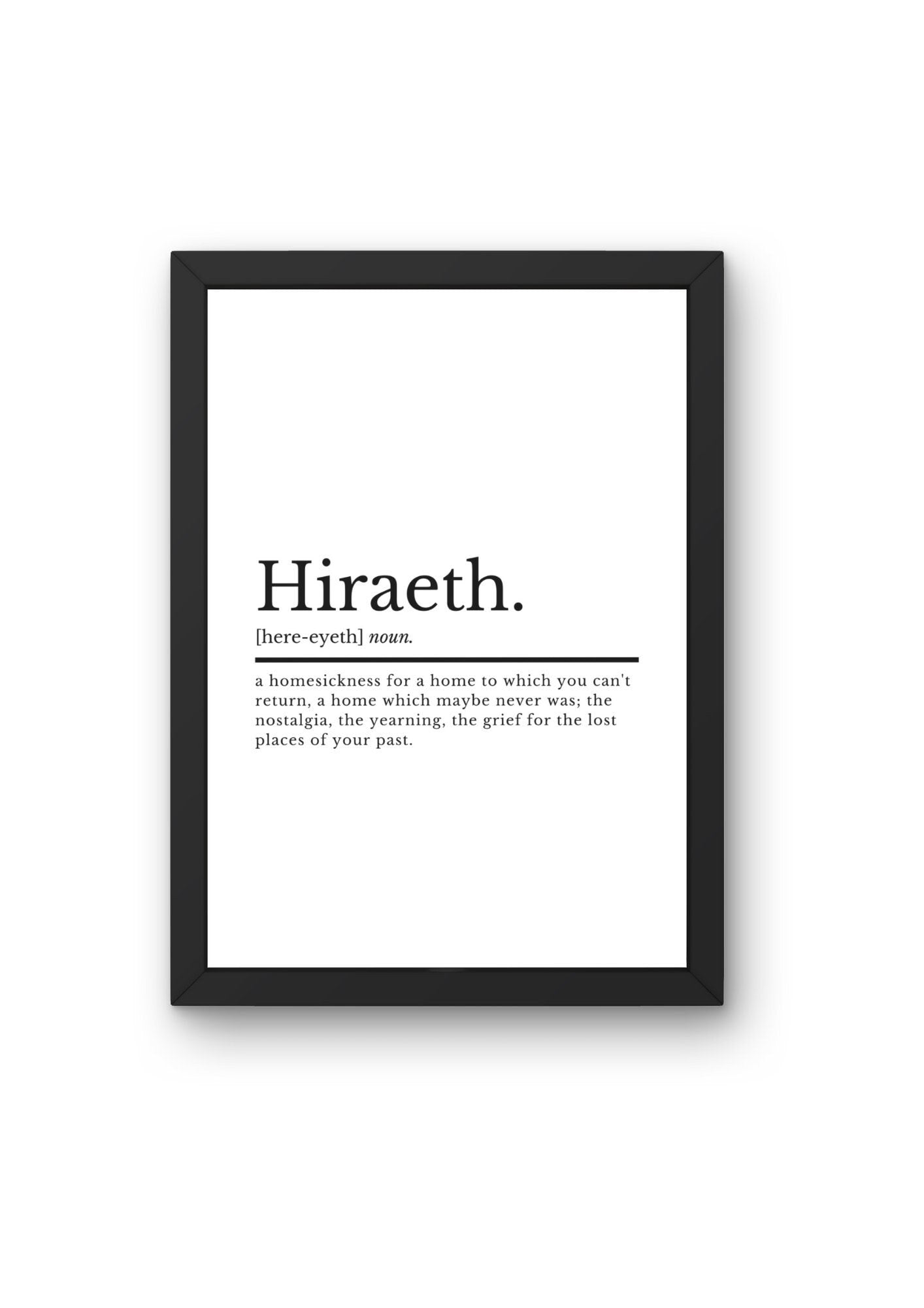 Welsh Saying Print Gift | Hiraeth Definition | Welsh Gifts | Welsh Prints | Bedroom Wall Art | Bedroom Prints | Bedroom Decor | Wales - ProfessorPrintsUK - A2