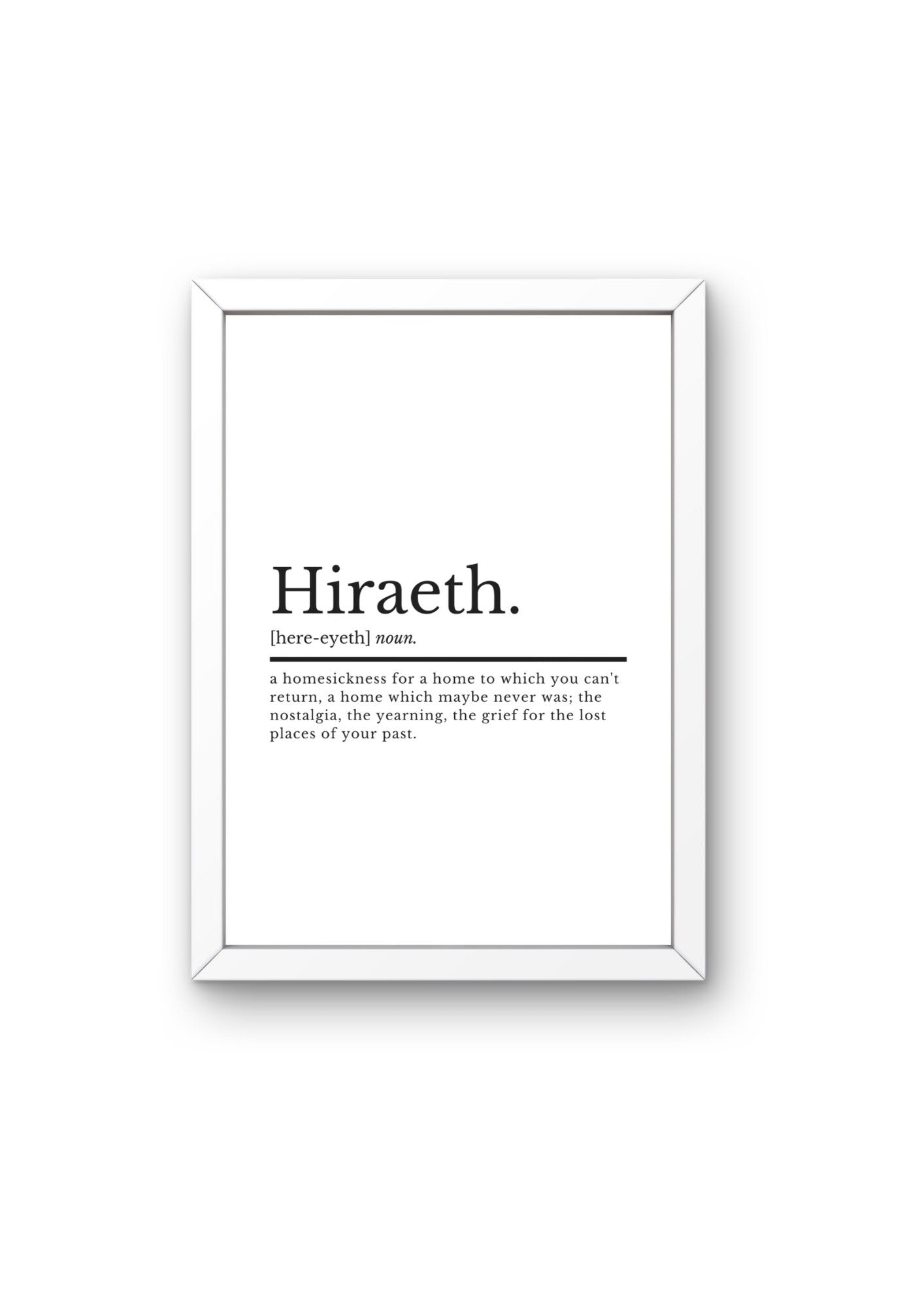 Welsh Saying Print Gift | Hiraeth Definition | Welsh Gifts | Welsh Prints | Bedroom Wall Art | Bedroom Prints | Bedroom Decor | Wales - ProfessorPrintsUK - A2