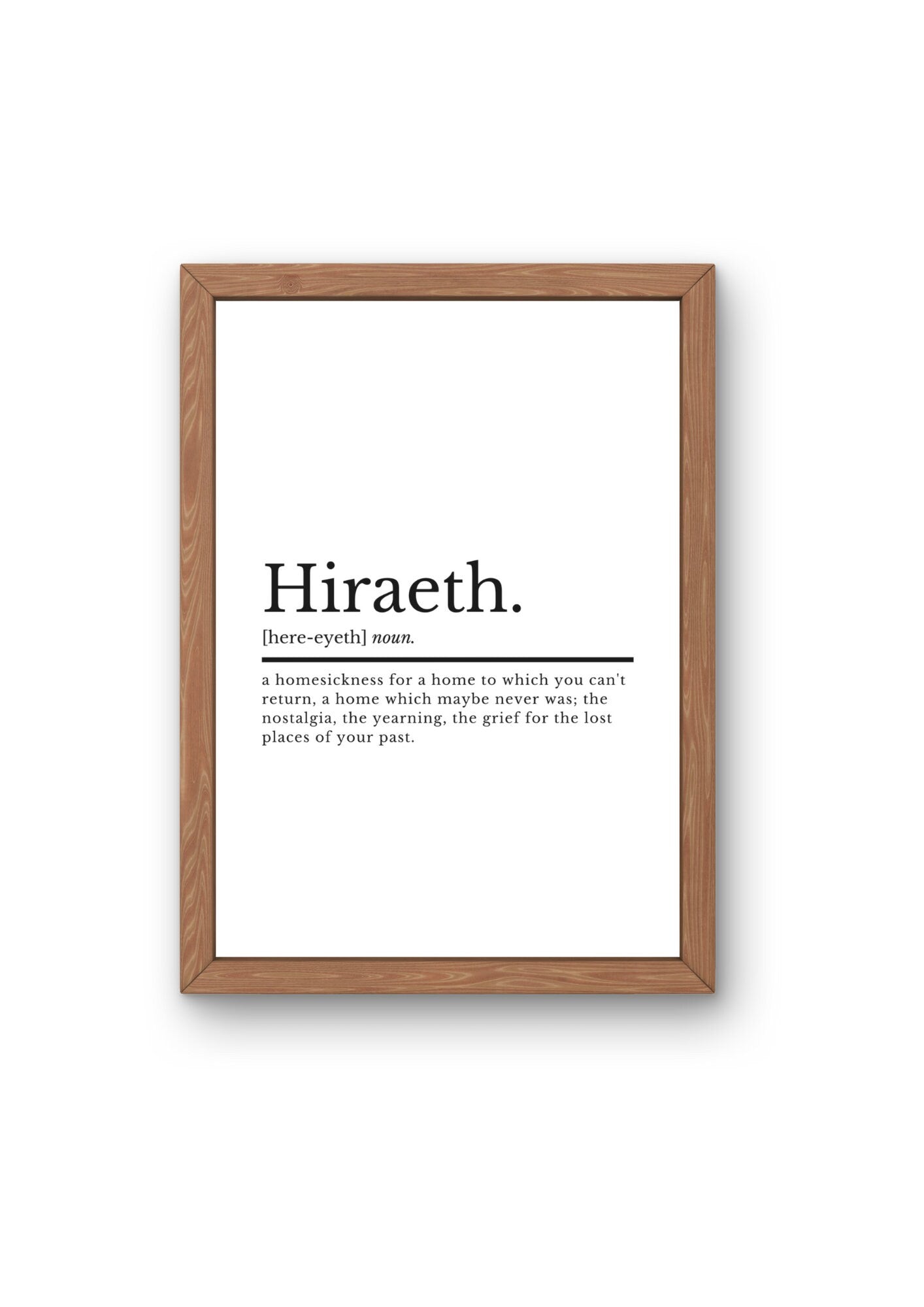 Welsh Saying Print Gift | Hiraeth Definition | Welsh Gifts | Welsh Prints | Bedroom Wall Art | Bedroom Prints | Bedroom Decor | Wales - ProfessorPrintsUK - A2